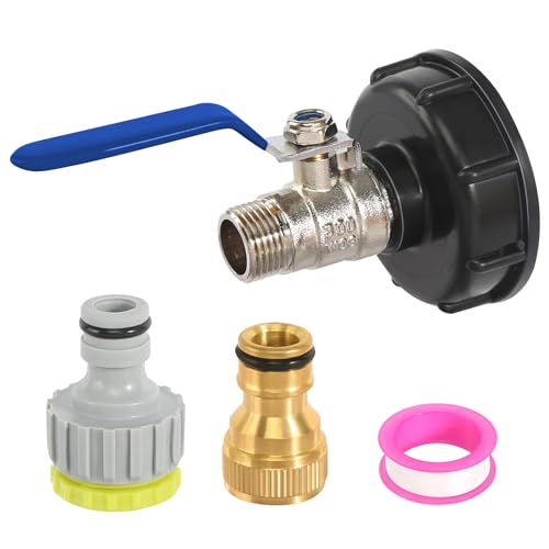 Adaptador de Depósito IBC, 1/2' Grifo de Depósito IBC Adaptador de tanque IBC, Adaptador Bidon 1000 L Grifo Jardín de Latón para Exterior Jardin Deposito Agua Lluvia Adaptador
