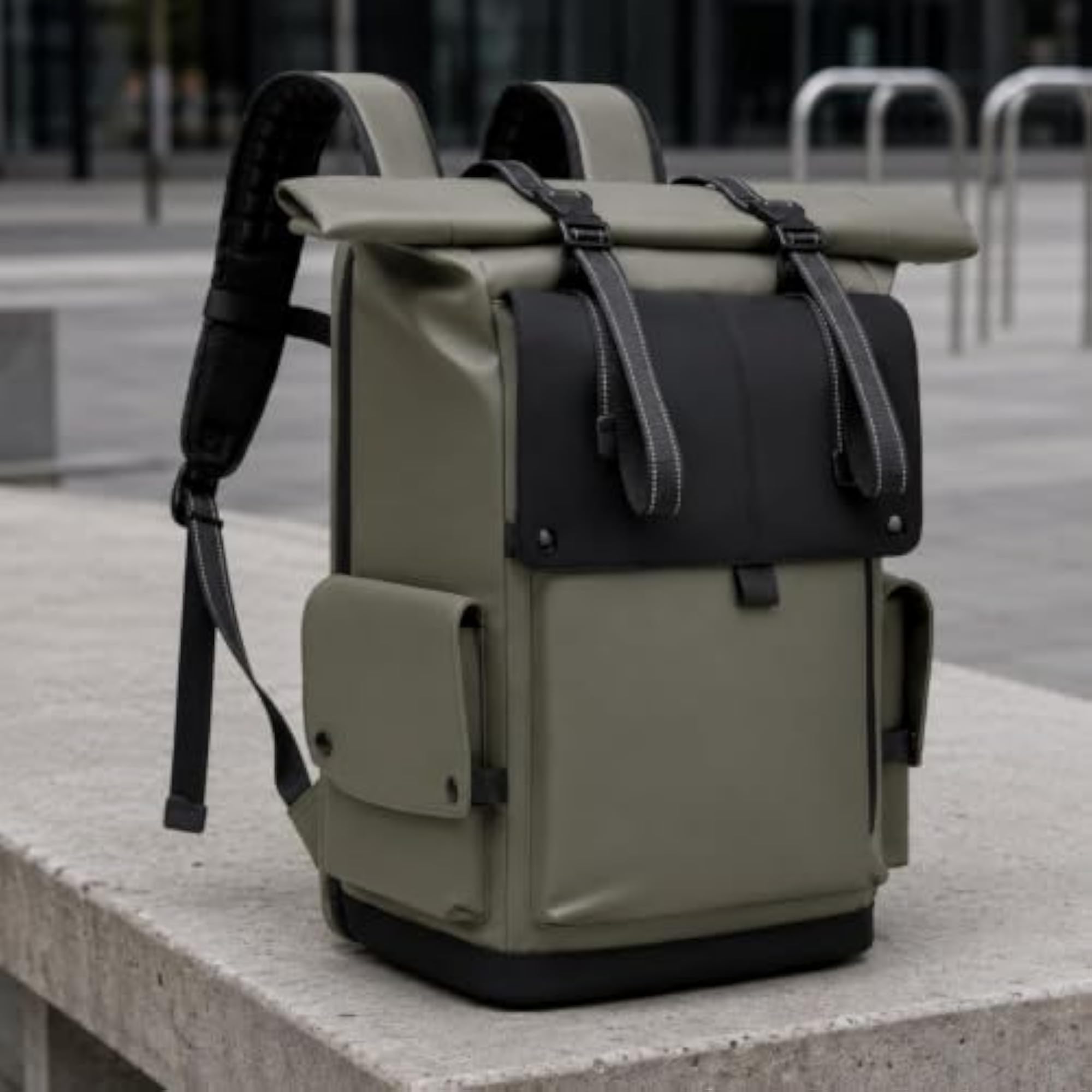 Large Capacity Travel Backpack, Roll Top Rucksack