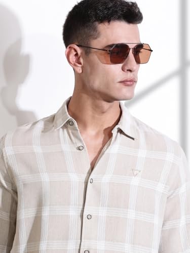 Image of Thomas Scott Men's | Checks | Full Sleeve | Slim Fit | 100% Cotton | Spread Collar | Casual Shirt