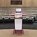 Purptarol Conference Presentation Stand with Wheels, Portable Presentation Standing with Frost Acrylic Front Panel,2 Storage Compartments and Book Stopper,Movable Desk for Classroom Church Office