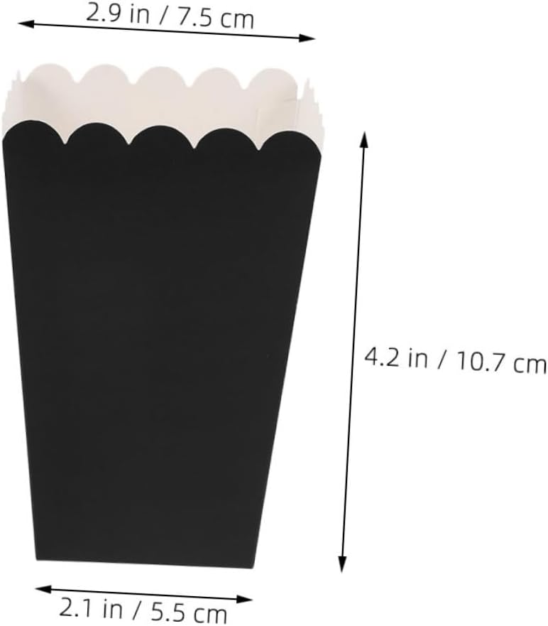 PRETYZOOM 100pcs Black Paper Popcorn Boxes Movie Night Snack Containers Party Candy Bags Wedding Favor Supplies