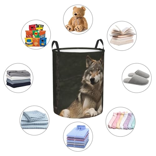 Panier à linge imperméable pliable gris grand format avec poignées