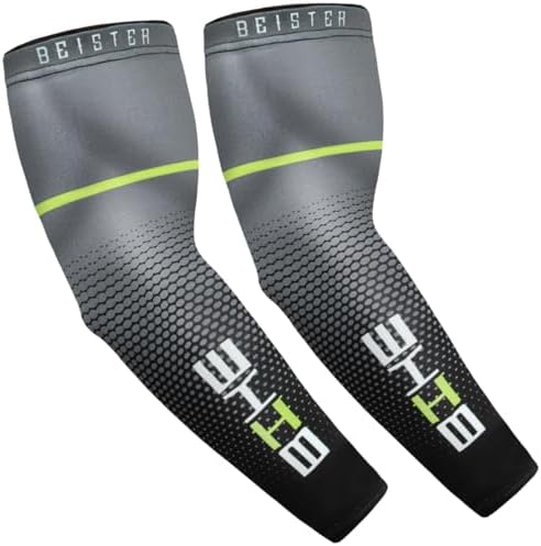 beister UV Sun Protection Cooling Compression Sleeves Arm Sleeves Men Women Cycling (Large, Black)