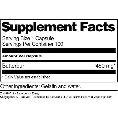 Butterbur - 450 mg (100 Capsules, ZIN: 519511)
