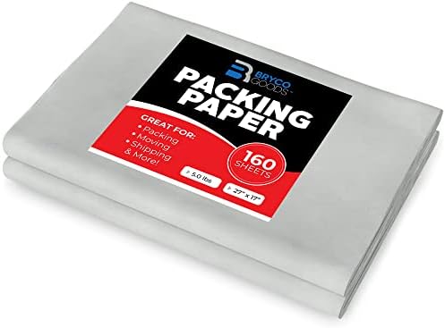 Bryco Goods Packing Paper Sheets for Moving - 5lb - 160 Sheets of Newsprint Paper - Must Have in Your Moving Supplies - 27" x 17" - Made in USA