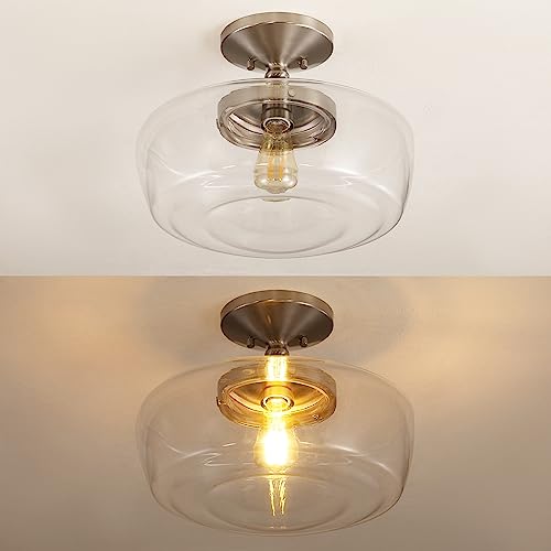 JONATHAN Y Marfa 14" Clear Semi Flush Mount, Nickel by JONATHAN Y - Used condition - Image 5