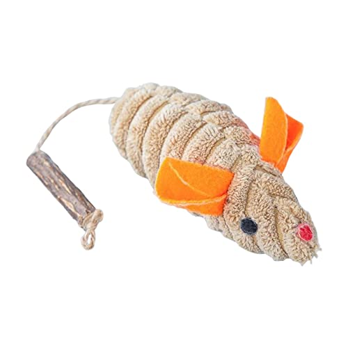 Whtkoph Interaktives Katzenspielzeug, Plüschmäuse für Katzen, Spielzeug für Kätzchen, Katzenminze Spielzeug mit Simulationsmaus, Beige