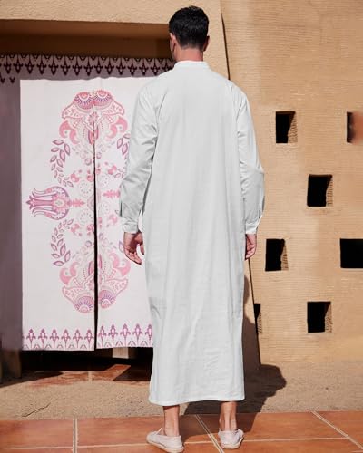 YAOHUOLE Muslim Thobe for Men Button down Mens Caftans Big and Tall Mens Arab Thobe with Pocket4
