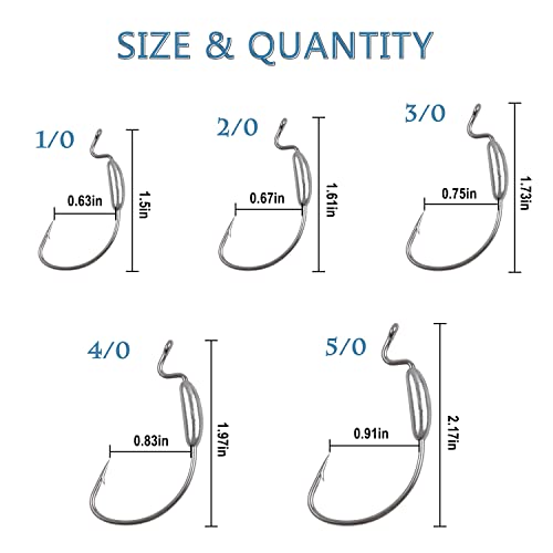 departementales Nikki Varon Swimbait Hooks | 25pc Saltwater Freshwater Tackle (2.5g) Bass Worm Wide Gap Offset Jig Hooks for Soft Plastic Worm Lures & Swimbaits weights inclusions