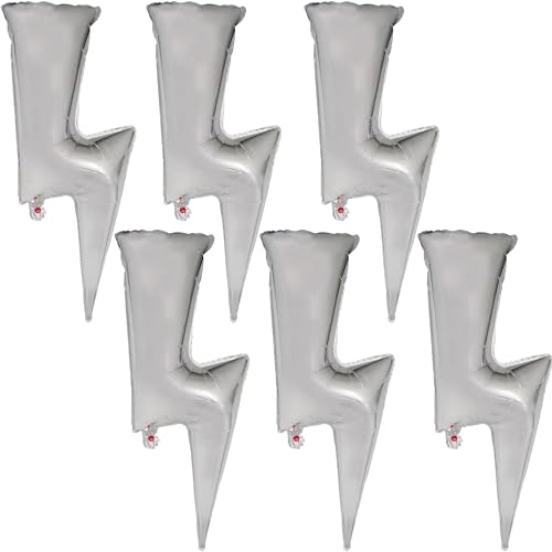 6PCS Silver Lightning Bolt Balloons Large Flash Foil Party Balloons Foil Balloons for Birthday Party, Wedding, Baby Shower Decorations