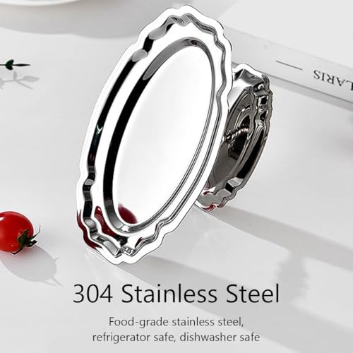 Dessert Platter with Pedestal, 304 Stainless Steel Oval Footed Display Plate for Ice Cream Pastries Fruit, Dessert Tray for Party Wedding Restaurant, 6.7 Inch by 3.9 Inch by Buachois - Image 4
