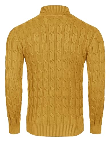 Image of COOFANDY Men's Slim Fit Turtleneck Sweater Casual Twisted Knitted Pullover Sweaters