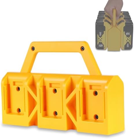 Portable Battery Holder for De.Walt, Battery Holder with Wall Mount/Air tag Hole for 20V/60V De.Walt Batteries Storage, 6-Slots, Heavy Duty ABS Carrying Organizer with Handle for Jobsite/Van/Workshop