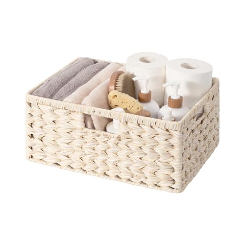 GRANNY SAYS Wicker Storage Baskets for Shelves, Waterproof Wicker Baskets for Organizing, Woven Basket for Shelves, Decorative Basket for Entryway, Butter Milk