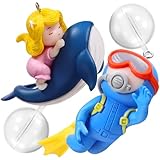 Lurrose 2個 水槽用浮遊ダイバー飾り 製耐久性カラフル潜水士 クジラ乗り少女フィギュア 魚タンク装飾 観賞魚飼育向け園 写真小物多用途