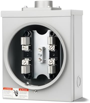 100 Amp Meter Socket, 4 Jaw Meter Base, 600V 3 Wire Ring Type, wi...