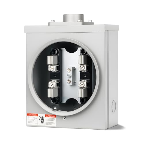 100 Amp Meter Socket 4 Jaw Meter Base 600V 3 Wire Ring Type with Horn Bypass Meter Cover Plate Suitable for Overhead/Underground Feed