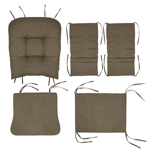 BUYUE Glider Rocker Replacement Cushion 5 PCS with Ties, Rocking Chair Pads, Coffee