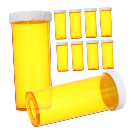 HOLIDYOYO 10pcs Plastic Pill Bottle Apothecary Bottles Magnetic Travel Containers for Organizer