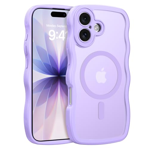 BENTOBEN Magnetic for iPhone 17 Case, Cute Wavy Full Camera Protection [Compatible with MagSafe] Translucent Matte Anti-Slip Bumper Women Girls Boys Protective Cover for 17 6.3", Light Purple