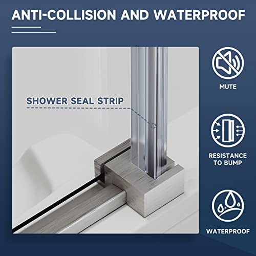 Sunny Shower Door Frameless Sliding Shower Doors 60 In. W X 72 In. H,5/16" Clear Tempered Glass Shower Enclosure With Square Rail,Brushed Nickel Finish #TOP6