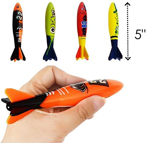 Haktoys Underwater Diving Torpedo Bandits, Swimming Pool Toy 5” Sharks Glides Up to 20 Feet Fun Water Games for Boys and Girls (Set of 8 Pieces) - Thumbnail 2