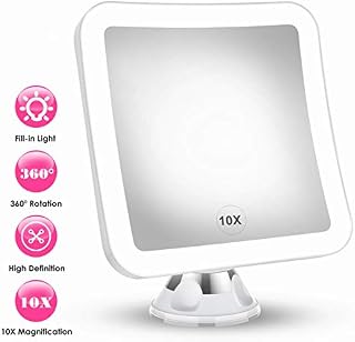 2020 Upgraded 10x Magnifying Lighted Makeup Mirror with Natural White LED Lights, 360°Swivel