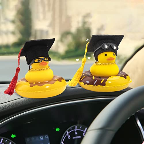 Image of wonuu Car Rubber Duck, Yellow Duck Decoration Dashboard with Sun Hat Swim Ring Necklace Sunglasses for Car Dashboard Decorations