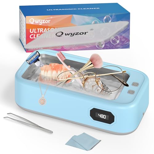 Nettoyeur Ultrasons, 640ml Bac a Ultrason, 49000Hz ultrasonic cleaner avec Écran Numérique, 5 Modes de Nettoyeur Ultrason Bijoux pour Lunettes, Dentiers, Montres, Collier, Monnaie (Bleu)