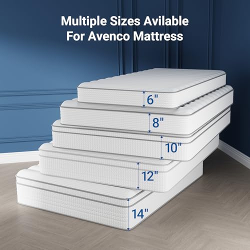 Image of Avenco Queen Mattress 8 Inch in a Box, Queen Size Medium Plush Mattresses with Spring Smarts Coil Hybrid Colchones for Pressure Relief, CertiPUR-US Certified