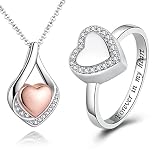 ACJFA Cremation Jewelry 925 Sterling Silver Teardrop Urn Necklace for Ashes Heart Shape Memorial Kee