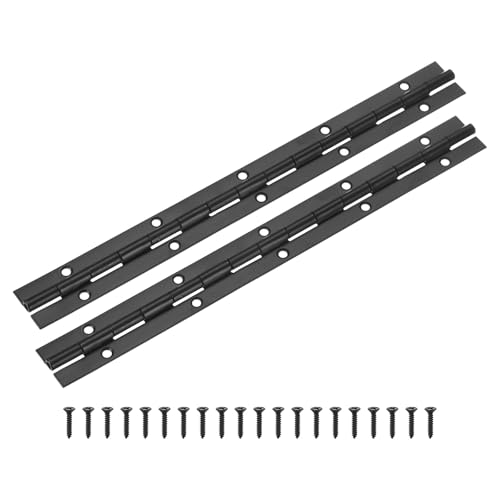 M METERXITY 2-Pack Piano Hinges, 12 Inch / 300mm Stainless Steel Continuous Piano Hinge with Holes and Screws for Cabinets Door/Storage Box [1.2X 0.06/ 30x 1.5mm Open Width Thick, Black]