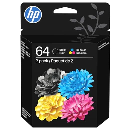HP 64 Black/Tri-color Ink Cartridges (2-pack) | Works with HP ENVY Inspire 7950e; ENVY Photo 6200, 7100, 7800; Tango Series | Eligible for Instant Ink | X4D92AN