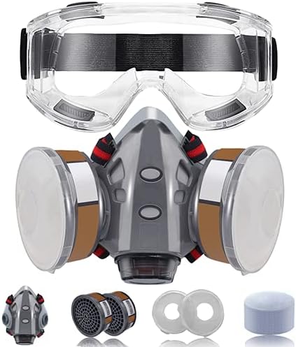 Respirator Mask,Safety Face Cover With 4 Replaceable Filter Cotton,For Painting, Welding, Agricultural Operations, Polishing, Chemical Laboratory, Petroleum, Mining