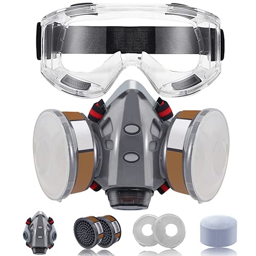 Respirator Mask,Safety Face Cover With 4 Replaceable Filter Cotton,For Painting, Welding, Agricultural Operations, Polishing, Chemical Laboratory, Petroleum, Mining #TOP27