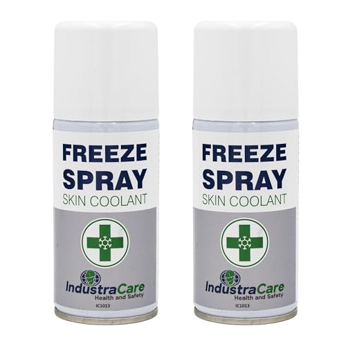 Image of Twin Pack - IndustraCare 150ml Freeze Spray Skin Coolant - Fast Acting Pain Relief, Instant Cooling and Soothing - Compact Size