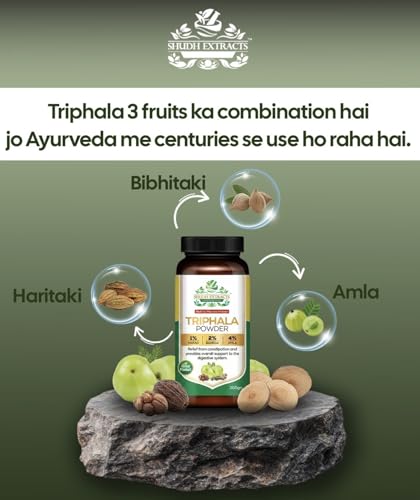 Image of Triphala Powder | Natural Ayurvedic Digestive Cleanser | Relieves Constipation & Detoxifies Body | Harad, Baheda & Amla Blend | Herbal Supplement for Men & Women - 200gm