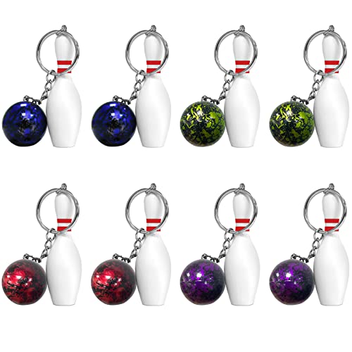8 Stück Mini Bowling Schlüsselanhänger,Bowlingnadel,Bowling Mitgebsel Schlüsselbund,Mini-Bowling-Anhänger,mini porte-clés bowling,Schlüsselschnalle,für Freunde Kinder Familie