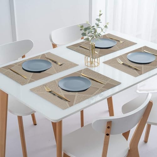 IPEA Tovagliette Americane Eleganti 45 x 30 cm per Cena, Pranzo, Colazione - 6 Unità - Tovaglietta Lavabile, Resistente al Calore, Antiscivolo, Antimacchia per Tavolo della Cucina e Sala - Beige - immagine 6