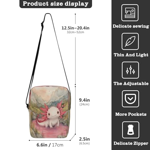 Crossbody Bag Cute Axolotl Messenger Bag for Women Men Purse Shoulder Bag Satchel Bag with Adjustable Strap 214B88833