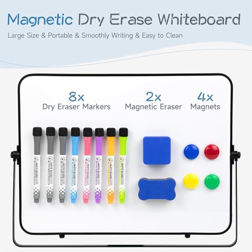 SYCARON Dry Erase Whiteboard 12 x 16'', Magnetic White Board A3, Double Sided White Boards with Stand, Includes 8 Pens & 2 Eraser & 4 Magnets for Office and Home Drawing by SYCARON - Image 2