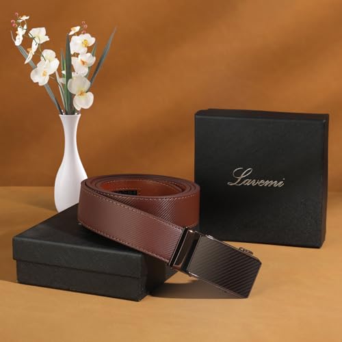 Image of Lavemi Men's Real Leather Ratchet Dress Casual Belt, Cut to Exact Fit,Elegant Gift Box