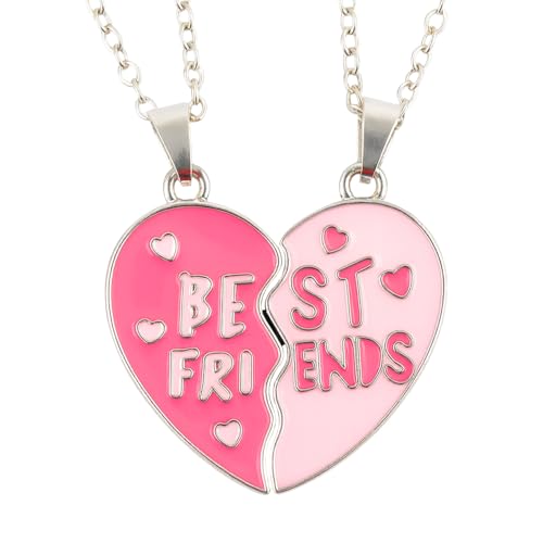 Elefezar Friendship BFF Necklace for 2, Magnetic Heart Matching Best Friend Necklaces Choker for Bestie, metal, no gemstone