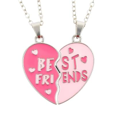 Friendship BFF Necklace for 2, Magnetic Heart Matching Best Friend Necklaces Choker for Bestie