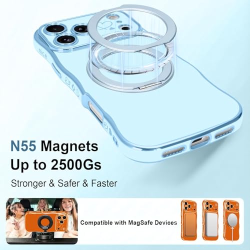 Nzenguer Magnetic for iPhone 17 Pro Max Case Wavy with Stand, Baby Blue by Nzenguer - Used condition - Image 3