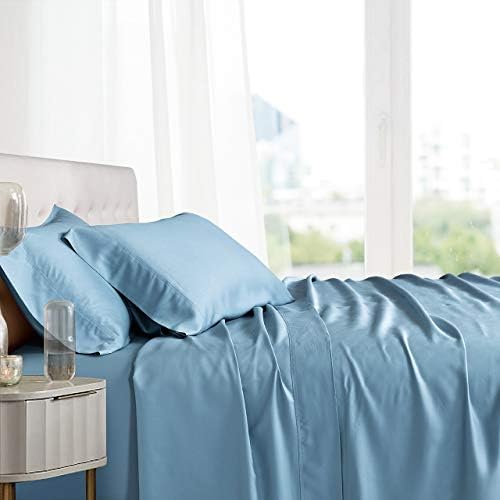 Royal Tradition Exquisitely Lavish Body Temperature-Regulated Bedding, 100% Viscose from Bamboo, 300 Thread Count, 4 Piece King Size Deep Pocket Silky Soft Sheet Set, White