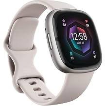 Fitbit Sense 2 Advanced Health and Fitness Smart Watch Lunar White with Manage Stress, ECG, SpO2, GPS, S & L Bands, Bundle with Charger Dock, Wall Adapter, 2 Screen Protectors & PremGear Cloth