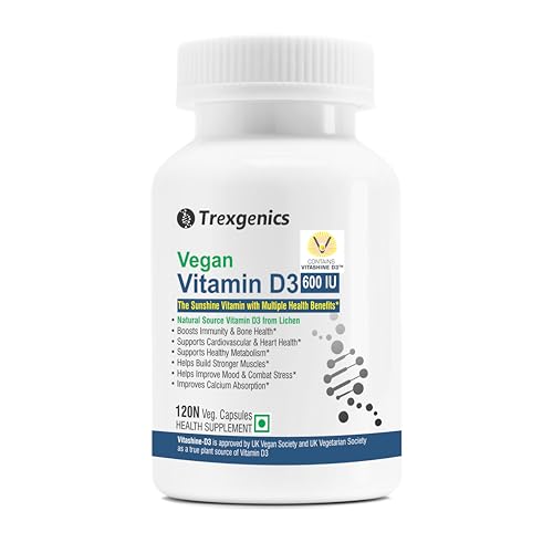 Image of Trexgenics VITAMIN D3 CHOLECALCIFEROL 600 IU from Vitashine LICHEN, Bone, Cardiovascular, Immunity (Vitashine D3 (120 Capsules))