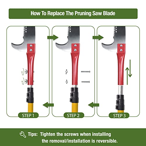 Scalebeard Pruning Saw, 15" Tree Trimmer Pole Saw Attachment Blade, Gardening Pole Pruner Head, Hand Saw for Tree Trimming - Thumbnail 3