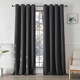 Joydeco Blickdichte Vorhänge mit Ösen,thermovorhang kälteschutz, Verdunkelungsvorhang,Gardinen 2er Set, Ösenvorhang für Schlafzimmer Wohnzimmer (2xH245xB140, Dunkelgrau)